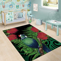 New Zealand Tui Bird Christmas Area Rug Maori Fern Mix Pohotukawa LT14 - Polynesian Pride