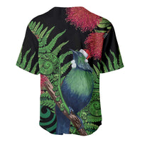New Zealand Tui Bird Christmas Baseball Jersey Maori Fern Mix Pohotukawa LT14 - Polynesian Pride