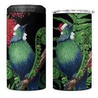 New Zealand Tui Bird Christmas 4 in 1 Can Cooler Tumbler Maori Fern Mix Pohotukawa LT14 One Size: 16 oz Black - Polynesian Pride