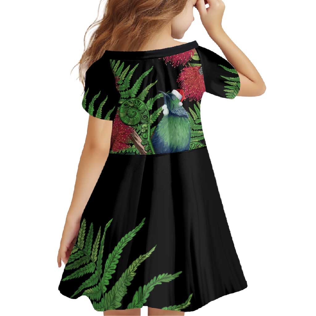 New Zealand Tui Bird Christmas Family Matching Off Shoulder Maxi Dress and Hawaiian Shirt Maori Fern Mix Pohotukawa LT14 - Polynesian Pride