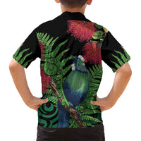 New Zealand Tui Bird Christmas Family Matching Puletasi and Hawaiian Shirt Maori Fern Mix Pohotukawa LT14 - Polynesian Pride