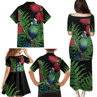 New Zealand Tui Bird Christmas Family Matching Puletasi and Hawaiian Shirt Maori Fern Mix Pohotukawa LT14 - Polynesian Pride