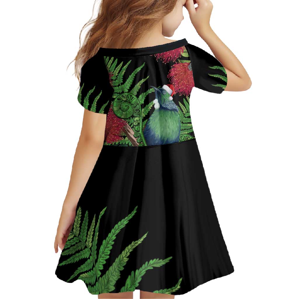 New Zealand Tui Bird Christmas Family Matching Summer Maxi Dress and Hawaiian Shirt Maori Fern Mix Pohotukawa LT14 - Polynesian Pride