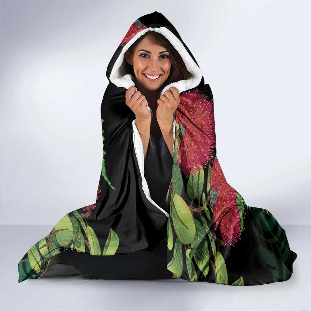 New Zealand Tui Bird Christmas Hooded Blanket Maori Fern Mix Pohotukawa LT14 - Polynesian Pride
