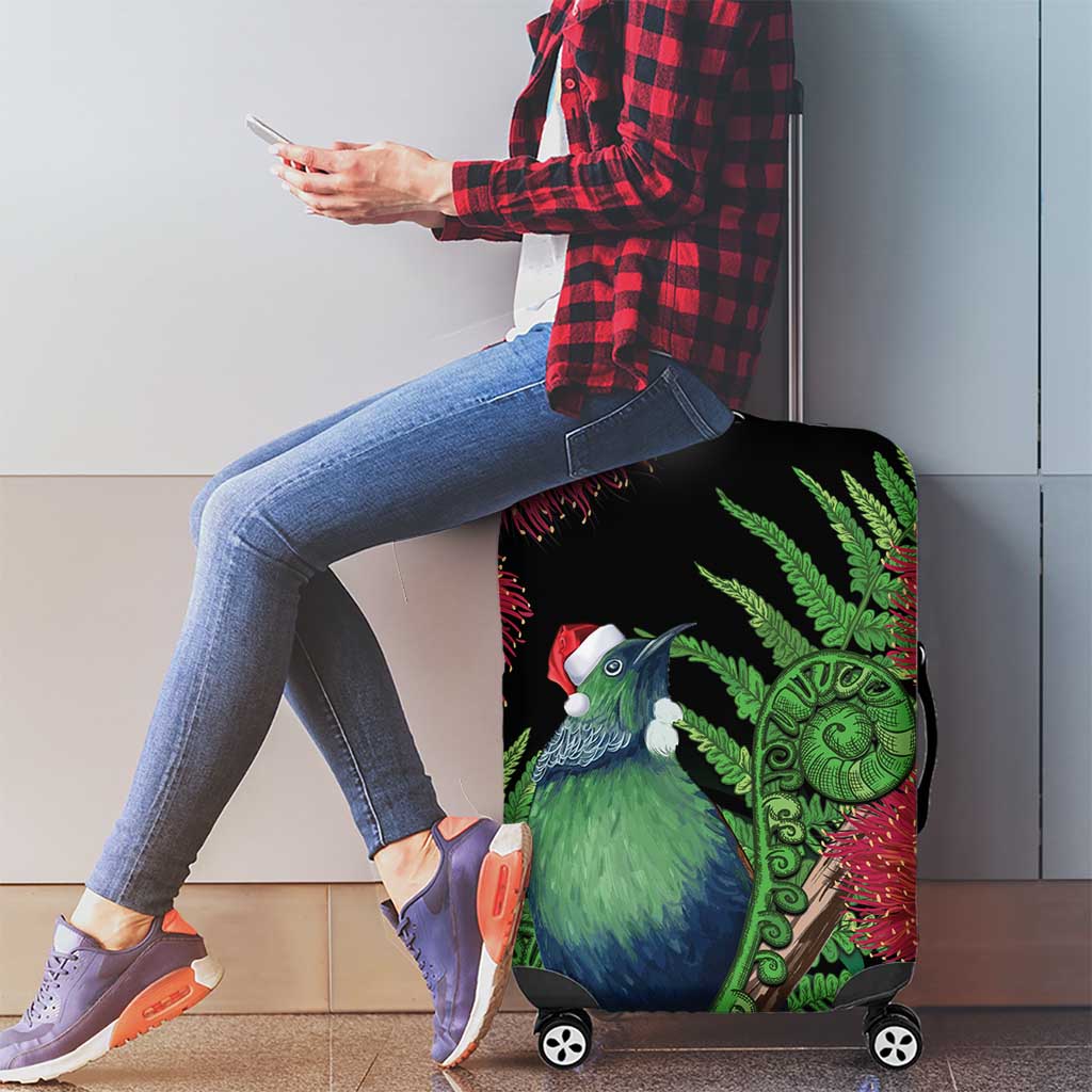 New Zealand Tui Bird Christmas Luggage Cover Maori Fern Mix Pohotukawa LT14 - Polynesian Pride