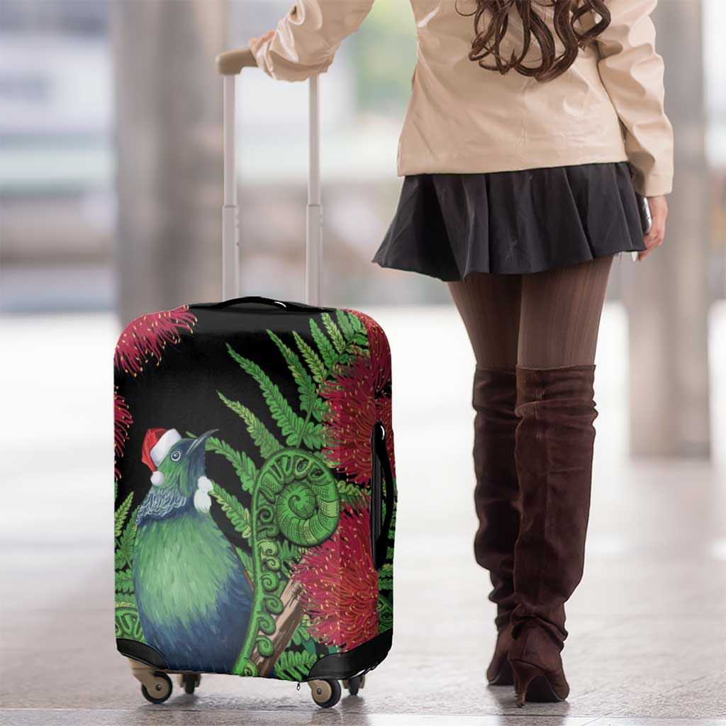 New Zealand Tui Bird Christmas Luggage Cover Maori Fern Mix Pohotukawa LT14 - Polynesian Pride