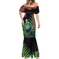 New Zealand Tui Bird Christmas Mermaid Dress Maori Fern Mix Pohotukawa LT14 - Polynesian Pride