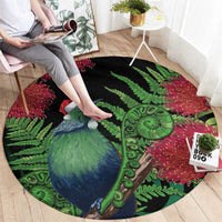 New Zealand Tui Bird Christmas Round Carpet Maori Fern Mix Pohotukawa LT14 - Polynesian Pride