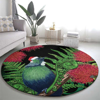 New Zealand Tui Bird Christmas Round Carpet Maori Fern Mix Pohotukawa LT14 - Polynesian Pride