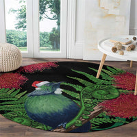 New Zealand Tui Bird Christmas Round Carpet Maori Fern Mix Pohotukawa LT14 - Polynesian Pride