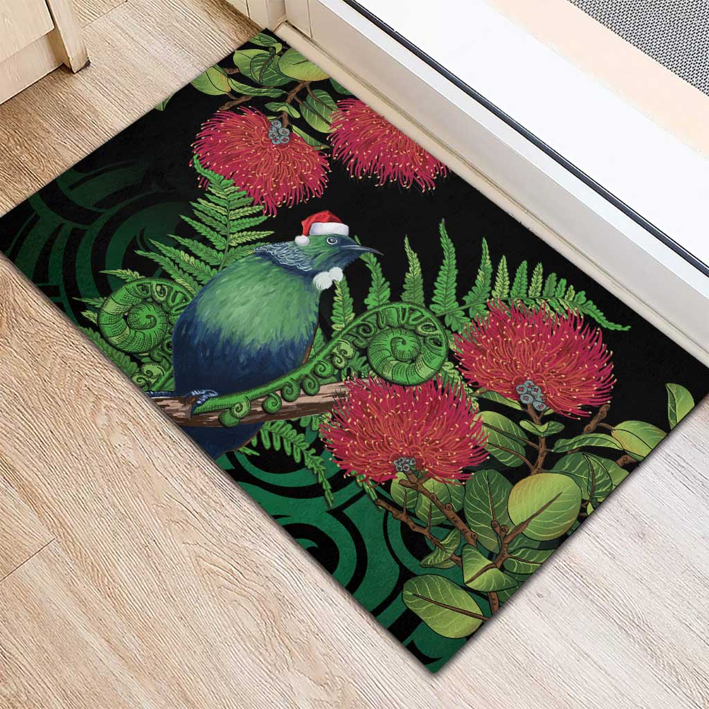 New Zealand Tui Bird Christmas Rubber Doormat Maori Fern Mix Pohotukawa LT14 - Polynesian Pride