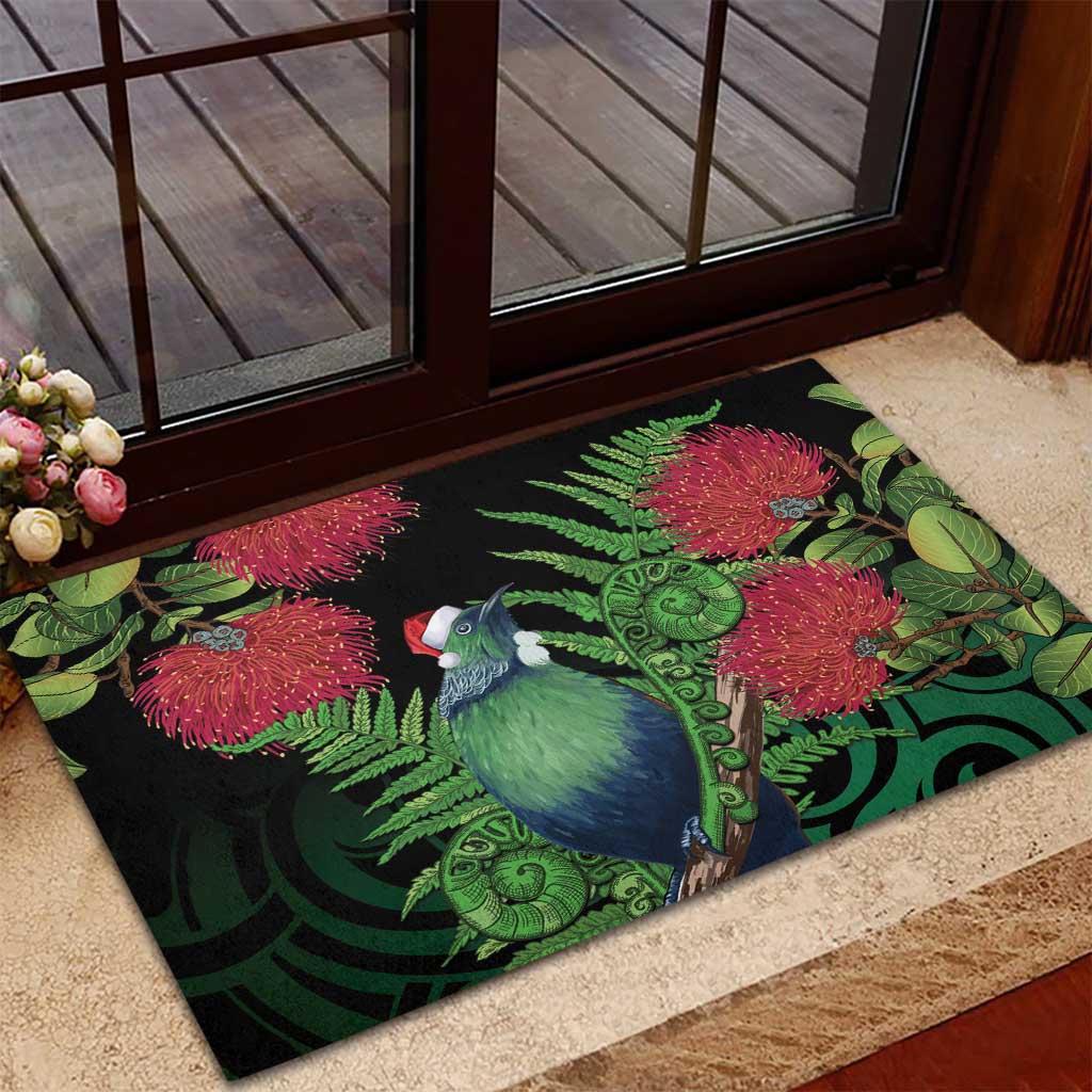 New Zealand Tui Bird Christmas Rubber Doormat Maori Fern Mix Pohotukawa LT14 - Polynesian Pride