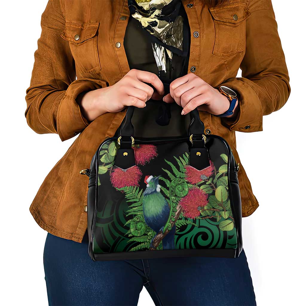 New Zealand Tui Bird Christmas Shoulder Handbag Maori Fern Mix Pohotukawa LT14 - Polynesian Pride