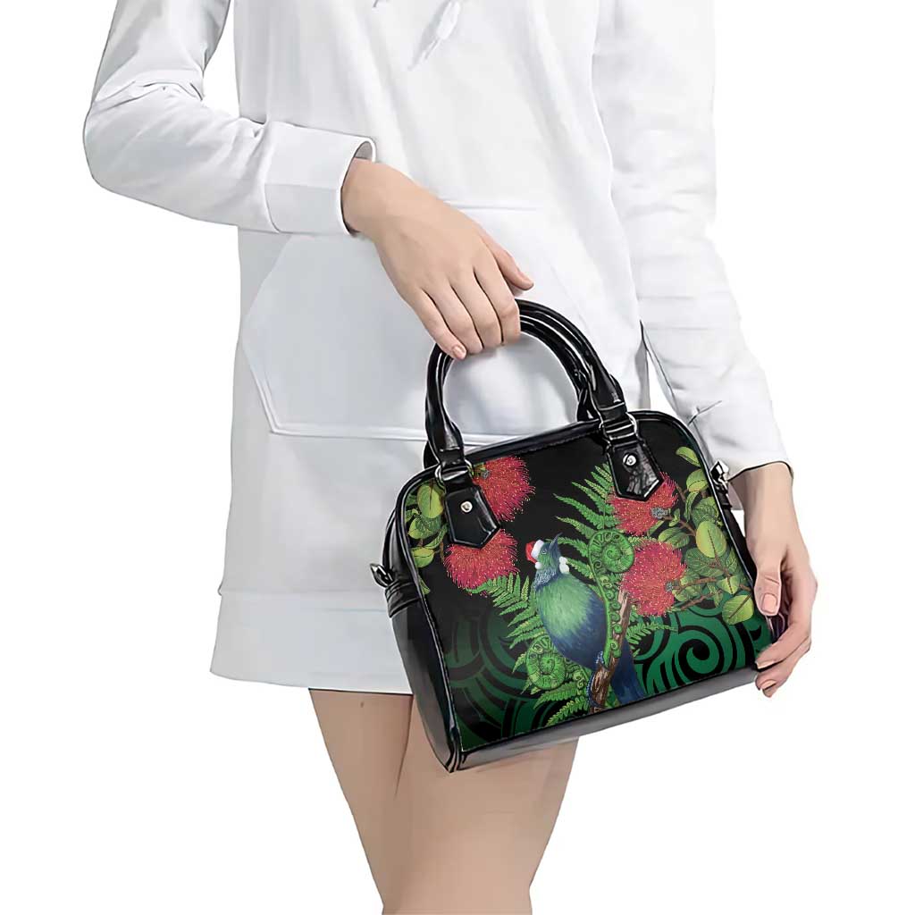 New Zealand Tui Bird Christmas Shoulder Handbag Maori Fern Mix Pohotukawa LT14 - Polynesian Pride