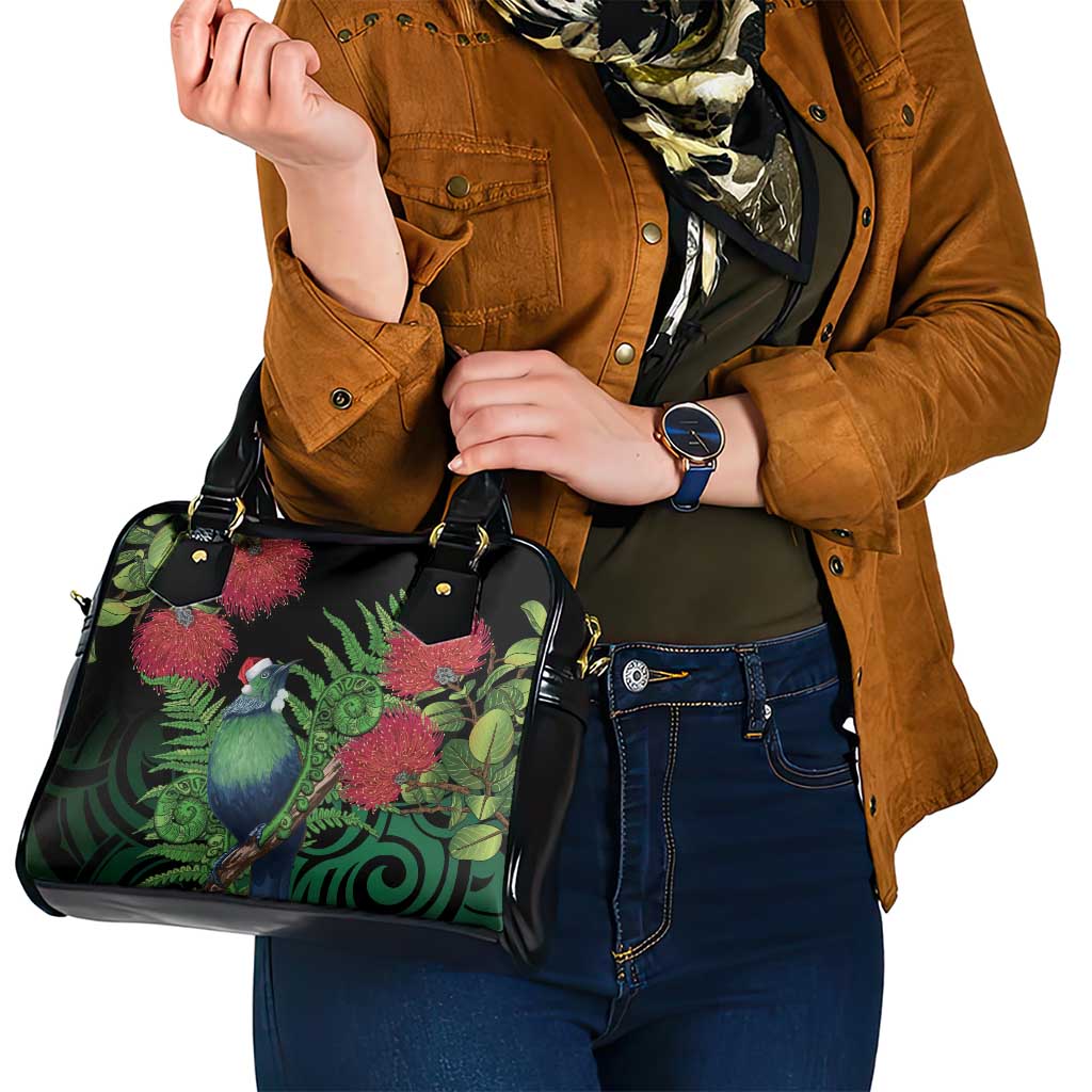 New Zealand Tui Bird Christmas Shoulder Handbag Maori Fern Mix Pohotukawa LT14 - Polynesian Pride