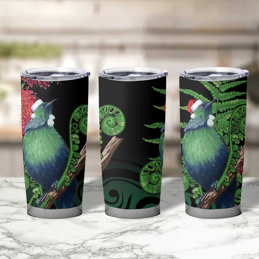 New Zealand Tui Bird Christmas Tumbler Cup Maori Fern Mix Pohotukawa LT14 - Polynesian Pride