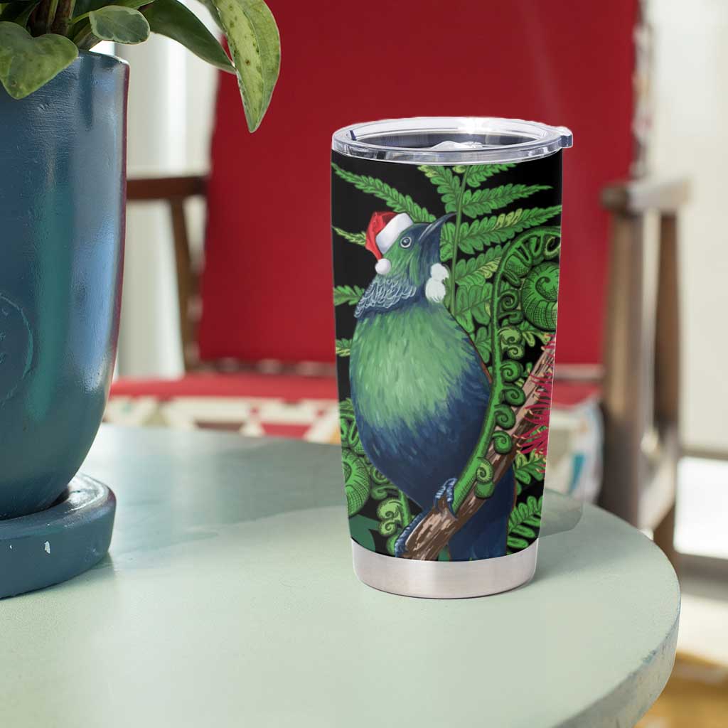 New Zealand Tui Bird Christmas Tumbler Cup Maori Fern Mix Pohotukawa LT14 - Polynesian Pride