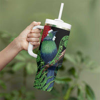 New Zealand Tui Bird Christmas Tumbler With Handle Maori Fern Mix Pohotukawa LT14 - Polynesian Pride
