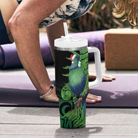 New Zealand Tui Bird Christmas Tumbler With Handle Maori Fern Mix Pohotukawa LT14 - Polynesian Pride