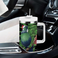 New Zealand Tui Bird Christmas Tumbler With Handle Maori Fern Mix Pohotukawa LT14 - Polynesian Pride