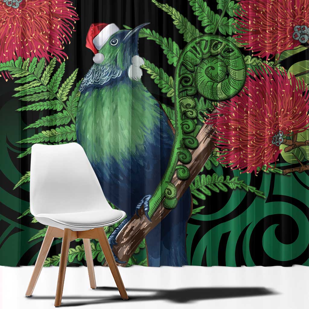 New Zealand Tui Bird Christmas Window Curtain Maori Fern Mix Pohotukawa LT14 - Polynesian Pride