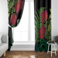 New Zealand Tui Bird Christmas Window Curtain Maori Fern Mix Pohotukawa LT14 - Polynesian Pride