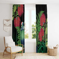 New Zealand Tui Bird Christmas Window Curtain Maori Fern Mix Pohotukawa LT14 - Polynesian Pride