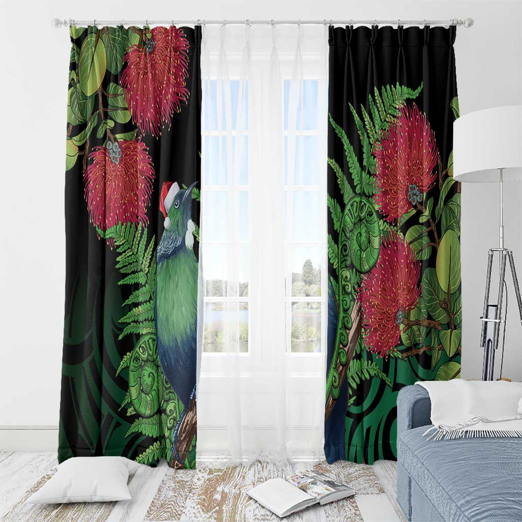 New Zealand Tui Bird Christmas Window Curtain Maori Fern Mix Pohotukawa LT14 - Polynesian Pride