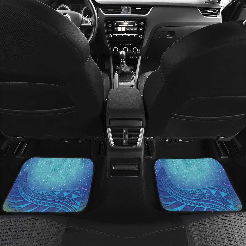 New Zealand Takahe Christmas Car Mats Maori Fern Mix Pohotukawa LT14 Set 2pcs - Back Blue - Polynesian Pride