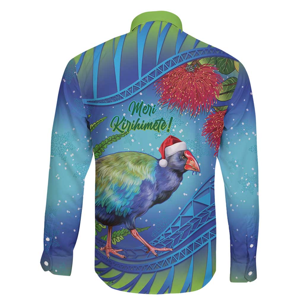 New Zealand Takahe Christmas Family Matching Off Shoulder Maxi Dress and Hawaiian Shirt Maori Fern Mix Pohotukawa LT14 - Polynesian Pride
