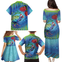 New Zealand Takahe Christmas Family Matching Puletasi and Hawaiian Shirt Maori Fern Mix Pohotukawa LT14 - Polynesian Pride
