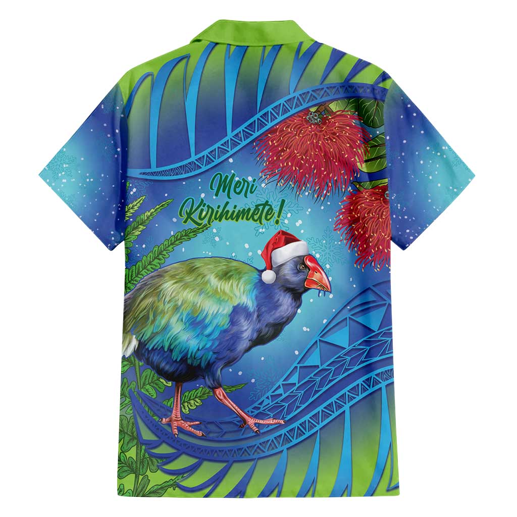 New Zealand Takahe Christmas Family Matching Summer Maxi Dress and Hawaiian Shirt Maori Fern Mix Pohotukawa LT14 - Polynesian Pride
