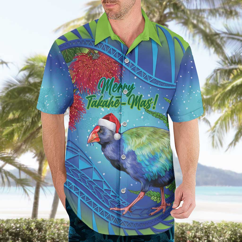 New Zealand Takahe Christmas Hawaiian Shirt Maori Fern Mix Pohotukawa LT14 - Polynesian Pride