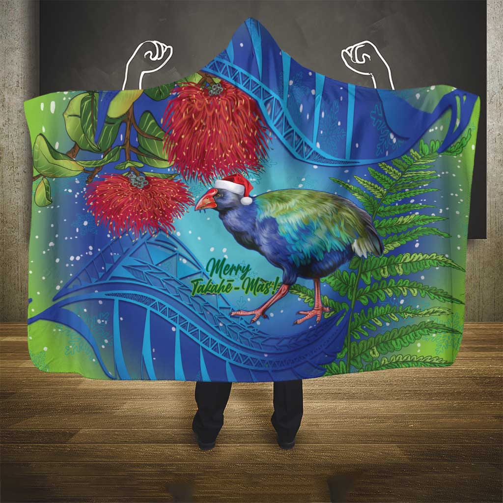 New Zealand Takahe Christmas Hooded Blanket Maori Fern Mix Pohotukawa LT14 - Polynesian Pride