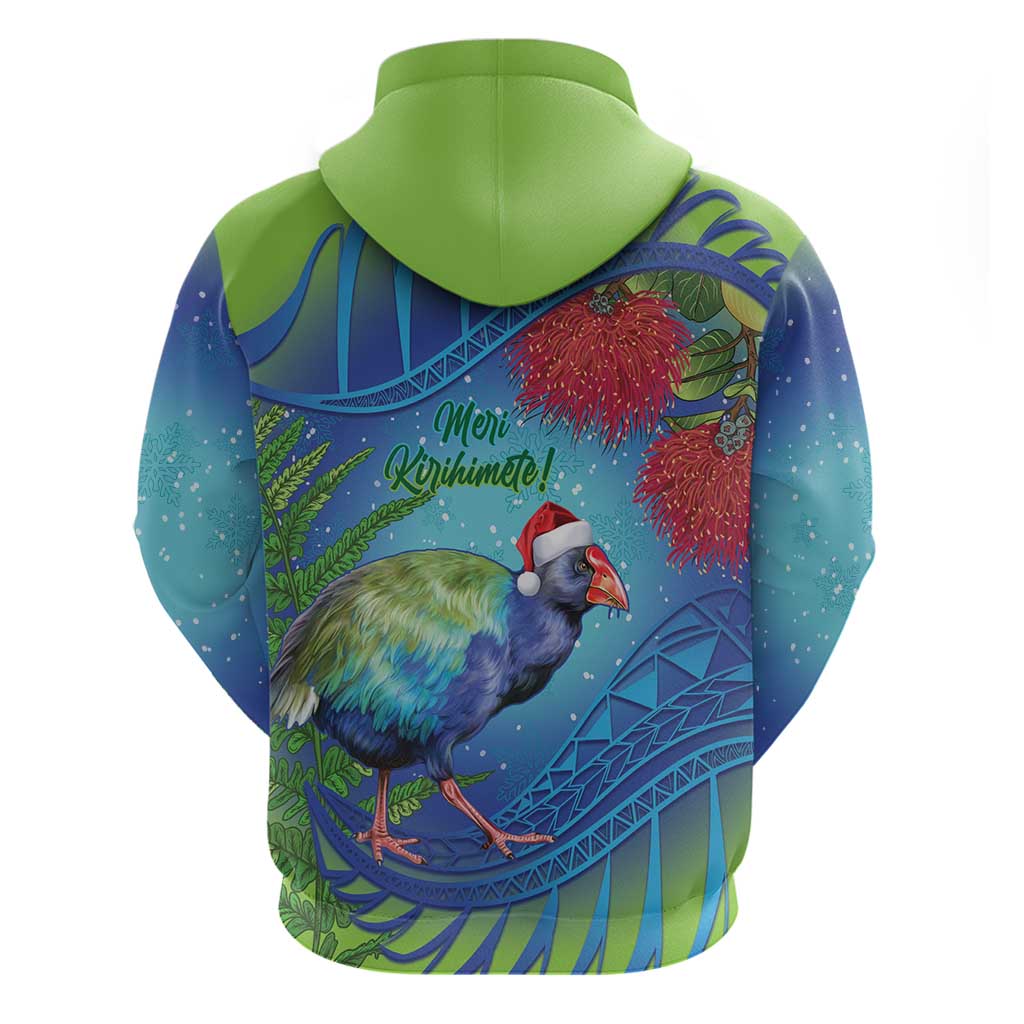 New Zealand Takahe Christmas Hoodie Maori Fern Mix Pohotukawa LT14 - Polynesian Pride