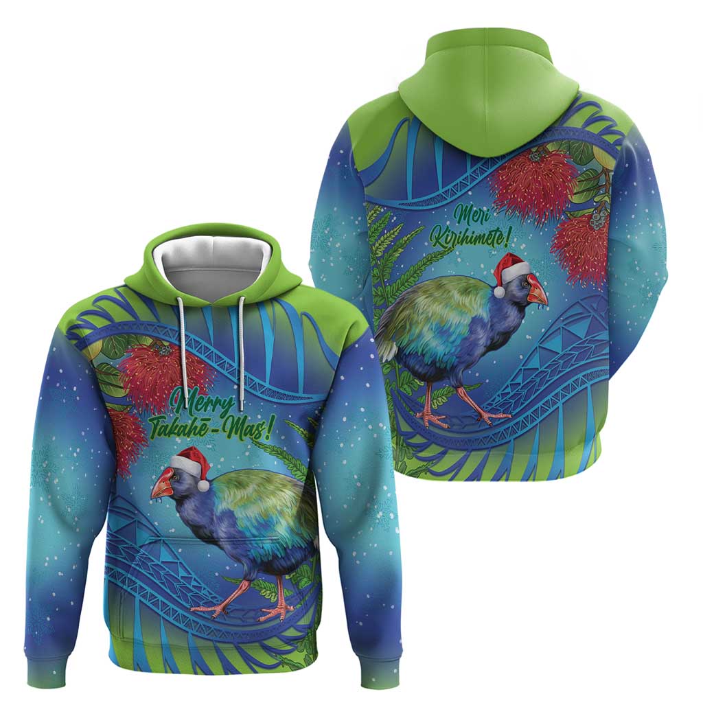 New Zealand Takahe Christmas Hoodie Maori Fern Mix Pohotukawa LT14 - Polynesian Pride