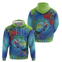 New Zealand Takahe Christmas Hoodie Maori Fern Mix Pohotukawa LT14 - Polynesian Pride