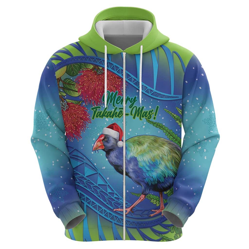 New Zealand Takahe Christmas Hoodie Maori Fern Mix Pohotukawa LT14 - Polynesian Pride