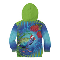 New Zealand Takahe Christmas Kid Hoodie Maori Fern Mix Pohotukawa LT14 - Polynesian Pride