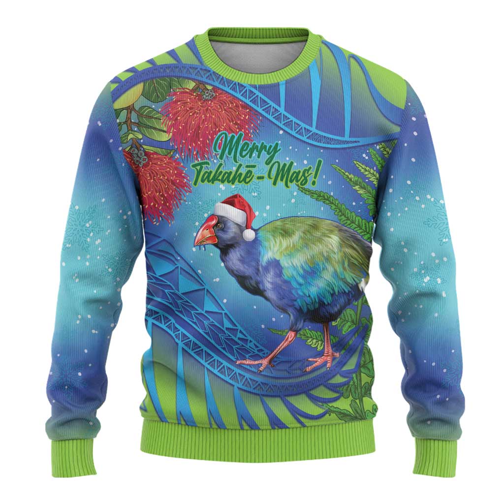 New Zealand Takahe Christmas Ugly Christmas Sweater Maori Fern Mix Pohotukawa LT14 - Polynesian Pride