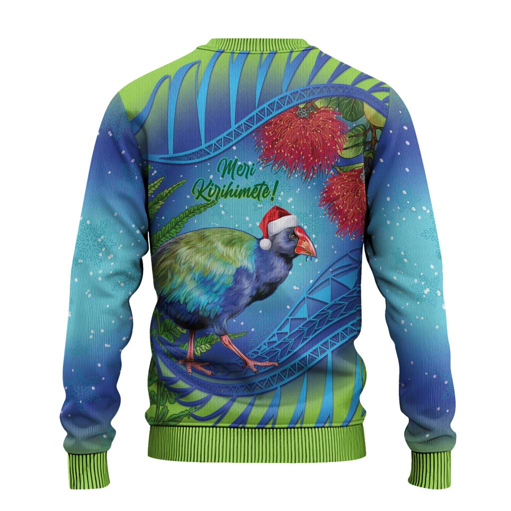 New Zealand Takahe Christmas Ugly Christmas Sweater Maori Fern Mix Pohotukawa LT14 - Polynesian Pride