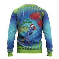 New Zealand Takahe Christmas Ugly Christmas Sweater Maori Fern Mix Pohotukawa LT14 - Polynesian Pride