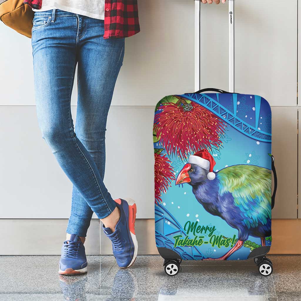New Zealand Takahe Christmas Luggage Cover Maori Fern Mix Pohotukawa LT14 - Polynesian Pride