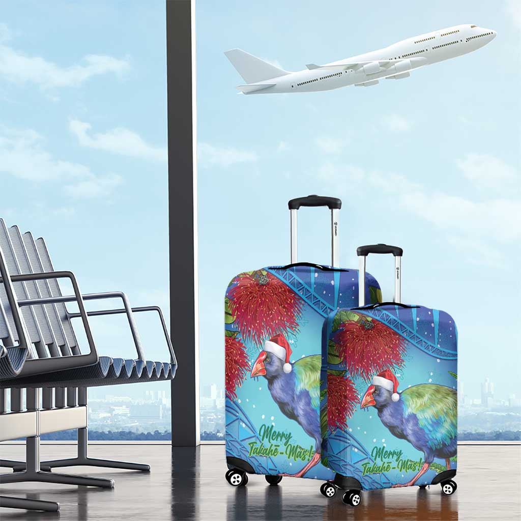 New Zealand Takahe Christmas Luggage Cover Maori Fern Mix Pohotukawa LT14 - Polynesian Pride