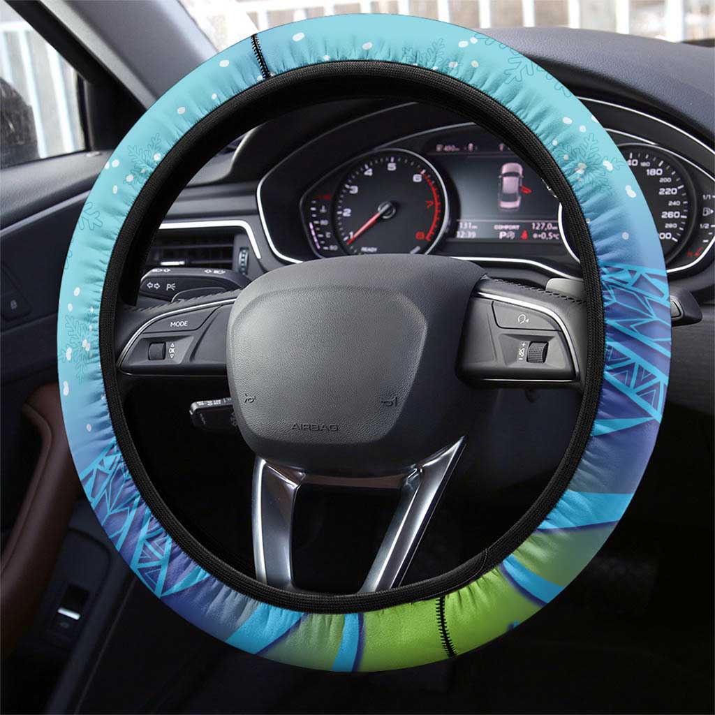 New Zealand Takahe Christmas Steering Wheel Cover Maori Fern Mix Pohotukawa LT14 - Polynesian Pride