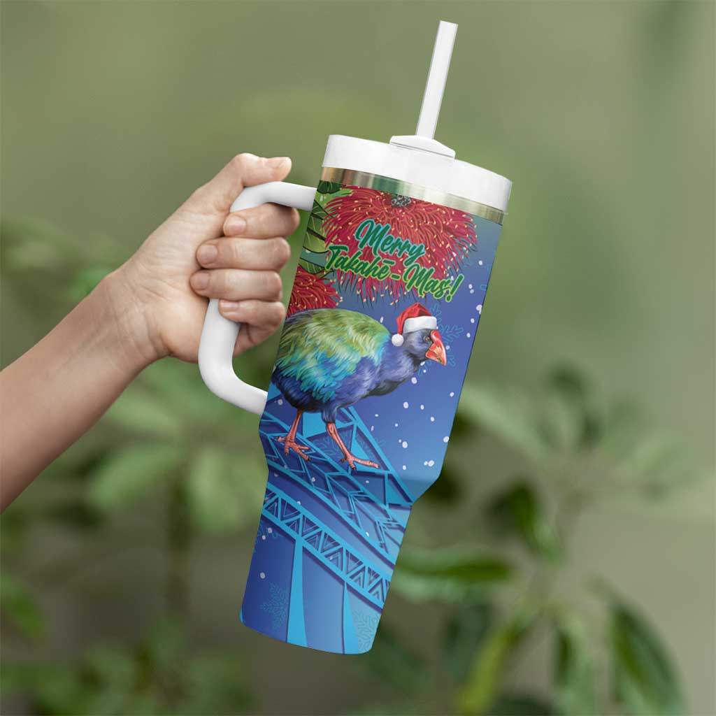 New Zealand Takahe Christmas Tumbler With Handle Maori Fern Mix Pohotukawa LT14 - Polynesian Pride