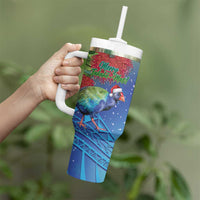 New Zealand Takahe Christmas Tumbler With Handle Maori Fern Mix Pohotukawa LT14 - Polynesian Pride