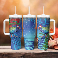 New Zealand Takahe Christmas Tumbler With Handle Maori Fern Mix Pohotukawa LT14 - Polynesian Pride