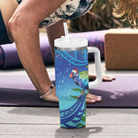 New Zealand Takahe Christmas Tumbler With Handle Maori Fern Mix Pohotukawa LT14 - Polynesian Pride
