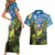 Personalised Jumping Kakapo Christmas Couples Matching Short Sleeve Bodycon Dress and Hawaiian Shirt New Zealand Fern - Starry Night Style